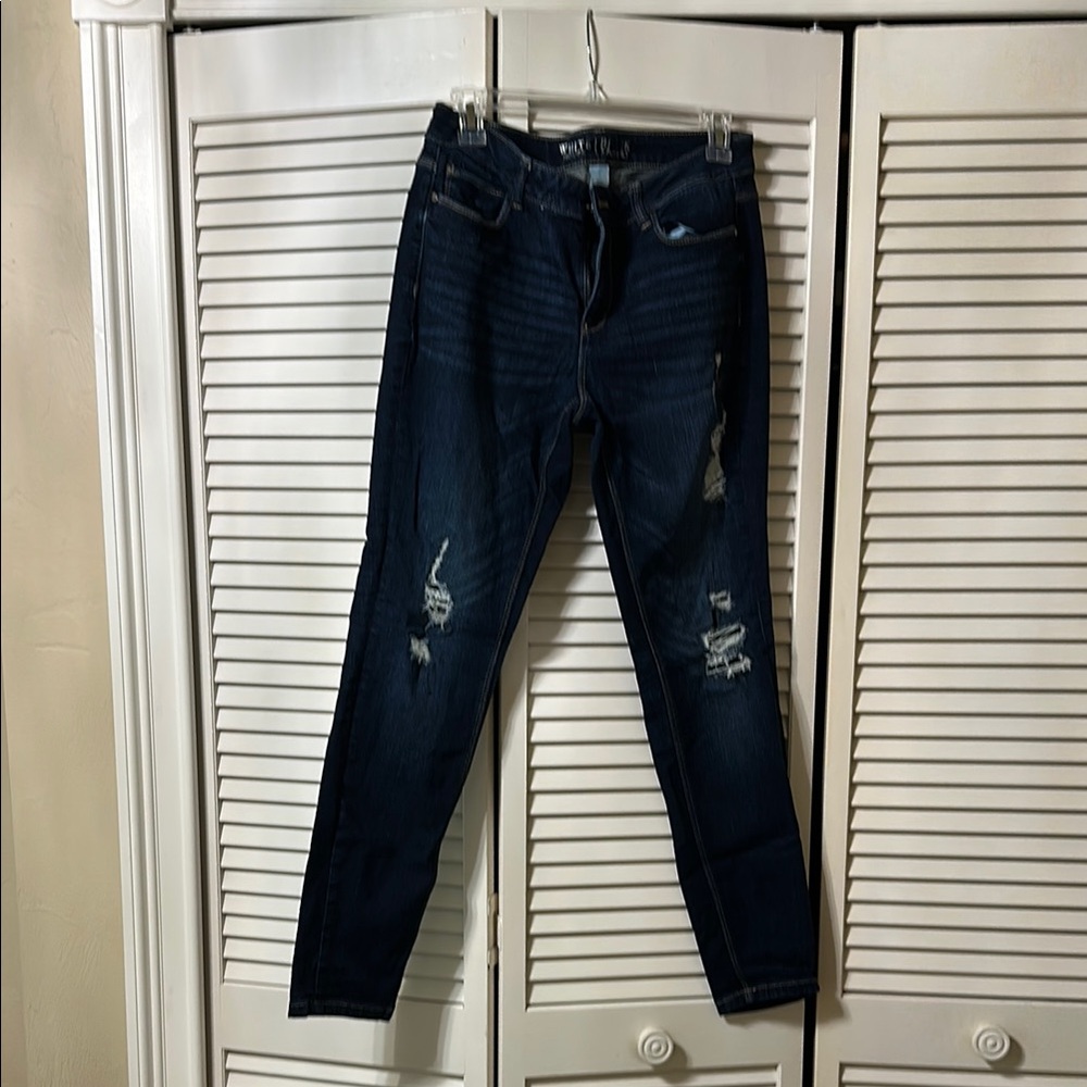 White House Black Market Blue Skinny Jeans Distressed